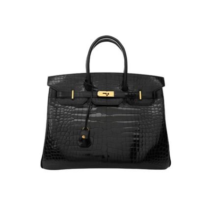 HERMES BIRKIN 30 SHINY POROSUS CROCODILE BLACK NOIR 30CM