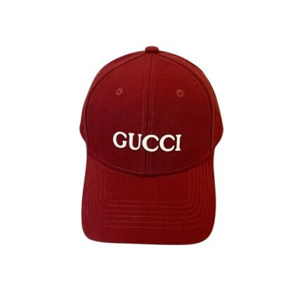 GUCCI EMBROIDERED COTTON BASEBALL CAP RED