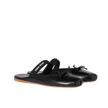 MIUMIU LEATHER BALLERINA MULES BLACK 5F451E XUU F0002 F 005
