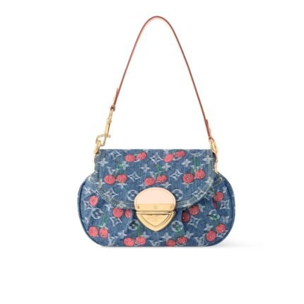 LOUIS VUITTON X TAKASHI MURAKAMI SUNSET MONOGRAM CHERRY DENIM BAG 27CM M13680