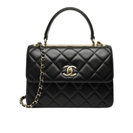 CHANEL FLAP BAG WITH TOP HANDLE BAG WITH GOLD METAL BLACK 25CM A92236 Y60767 94305