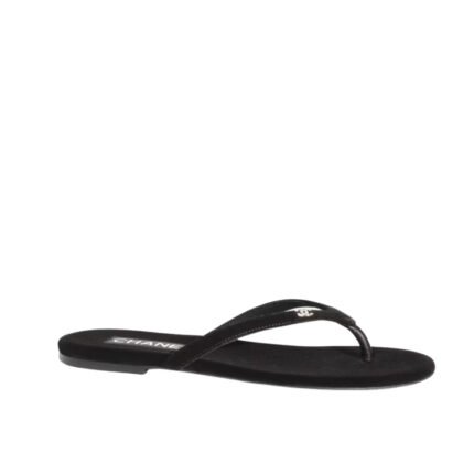 CHANEL THONGS SLIPPER VELVET IN BLACK G45716 B16716 94305