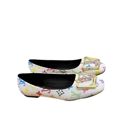 LOUIS VUITTON SIGNATURE LOGO LV MONOGRAM WHITE BALLERINA