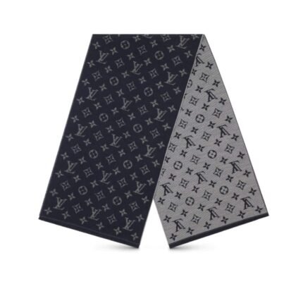 LOUIS VUITTON CACHECOL MONOGRAM DENIM SCARF DARK GREY