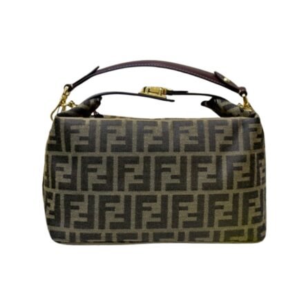 FENDI ZUCCA JACQUARD MINI POUCH BAG BROWN 27CM