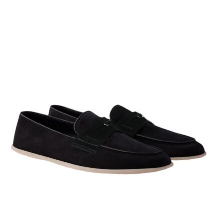 PRADA MEN’S SUEDE LOAFERS LEATHER BLACK