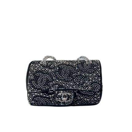 CHANEL CRYSTAL FLAP BAG BLACK 23CM