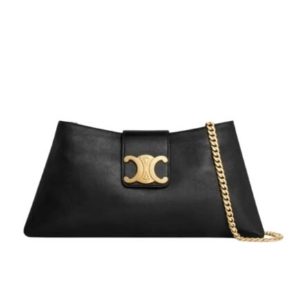 CELINE WILTERN CLUTCH TRIOMPHE SOFT IN SMOOTH BLACK 30CM