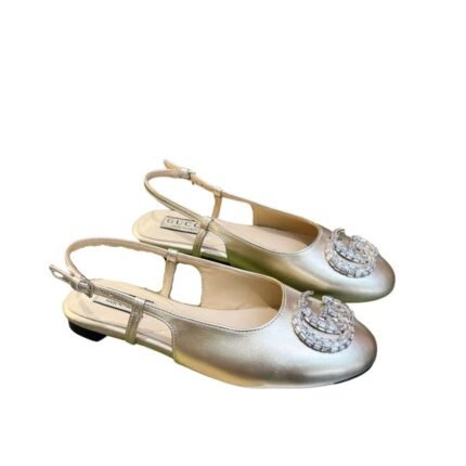 GUCCI GG CRYSTAL SLINGBACK SILVER