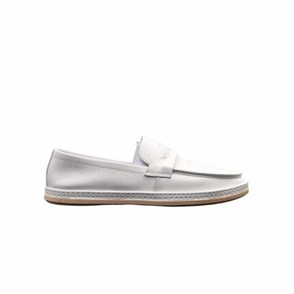 PRADA MEN’S FLAT LOAFERS LEATHER WHITE