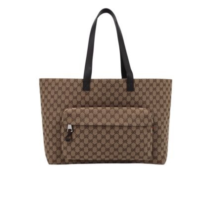 GUCCI LARGE GG TOTE BAG BEIGE AND EBONY ORIGINAL GG CANVAS 45CM ‎802166 FADUU 8657