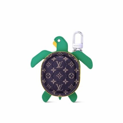 LOUIS VUITTON LV TURTLE POUCH BAG CHARM MONOGRAM BROWN GREEN 12CM