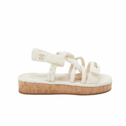 CHANEL ROPE SANDALS STRAP WHITE