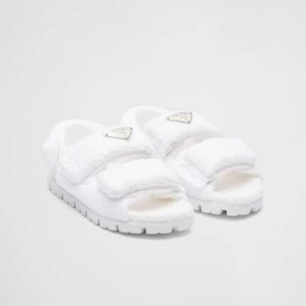 PRADA WHITE TERRYCLOTH SANDALS 1X737MH39F0009FD020