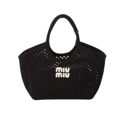 MIUMIU IVY MESH BAG IN BLACK 27CM 5BG281 2F8E F0N12 V OOO