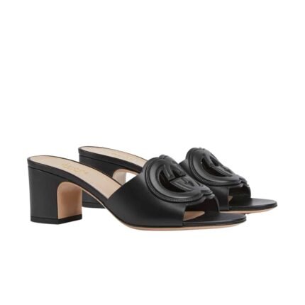GUCCI WOMEN’S INTERLOCKING G SLIDE SANDAL BLACK 782413 AAAZG 1000