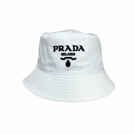 PRADA RE NYLON BUCKET HAT WHITE