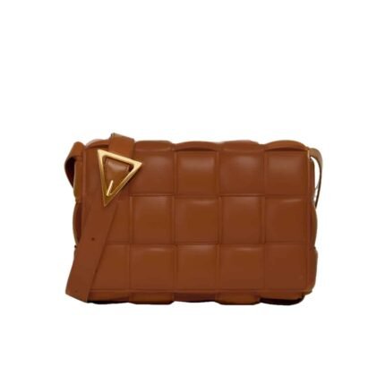 BOTTEGA VENETA PADDED INTRECCIO LEATHER BAG CARAMEL 22CM 591970VCQR19850
