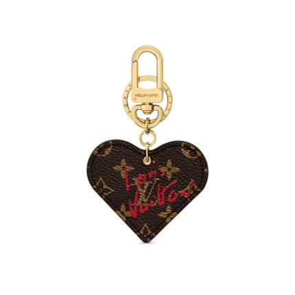LOUIS VUITTON MONOGRAM FALL IN LOVE HEART KEY HOLDER BAG CHARM BROWN 9CM M00462