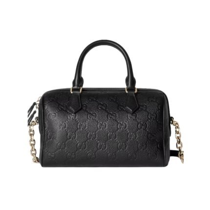 GUCCI GG EMBLEM SMALL TOP HANDLE BAG GG GRAINY LEATHER 26CM 815255 AAEEM 1000