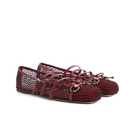 GUCCI WOMEN’S HORSEBIT BALLET FLAT ROSSO ANCORA RED MESH ‎835077 FAEQZ 6207