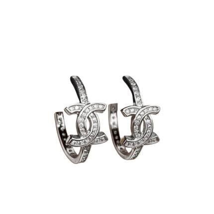 CHANEL CC MARK HOOP EARRINGS IN SILVER ABF729 B20574 U0939