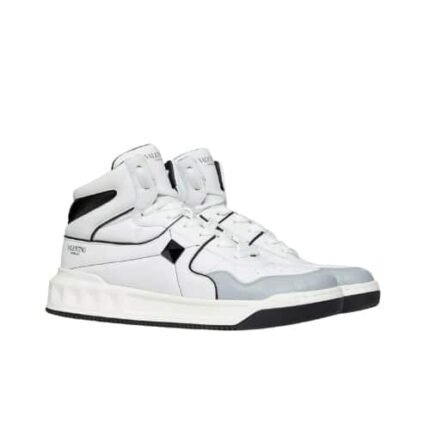 VALENTINO ONE STUD MID-TOP CALFSKIN SNEAKER WHITE YS0E63NWN 0N2
